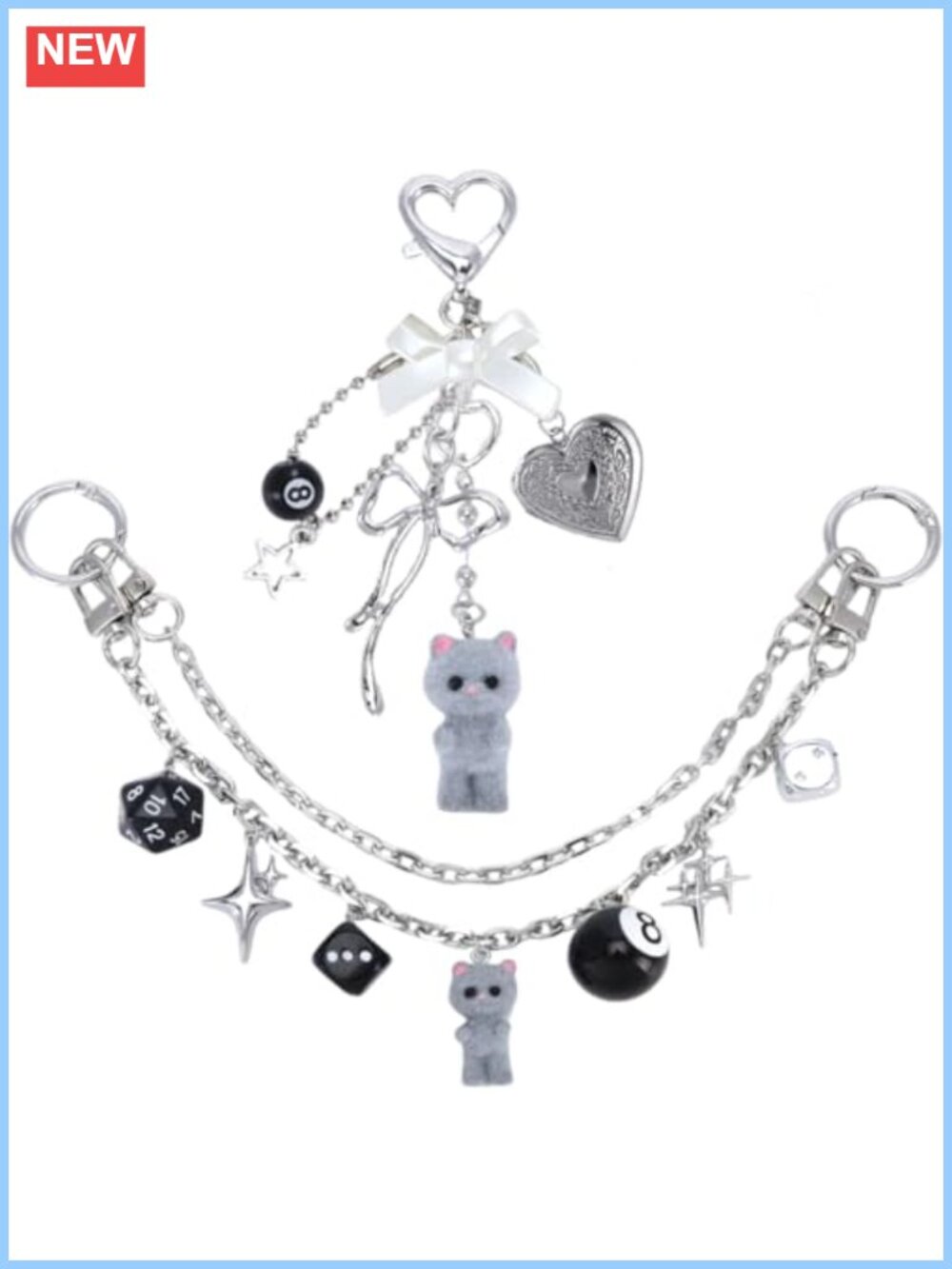 Silver Bag Charms for Handbags 2 Pc Punk Y2K Purse Charms